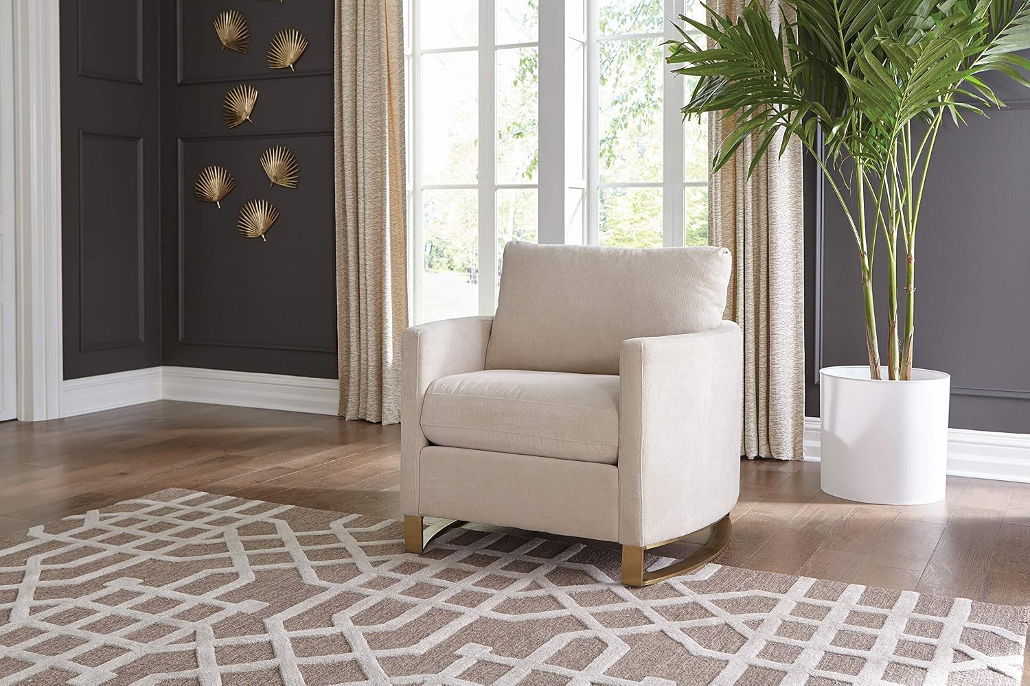 Coaster Fine Furniture Corliss 3-Piece Arched Arms Living Room Set Beige and Rose Brass