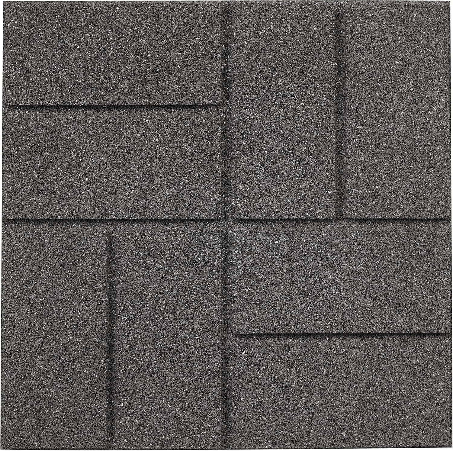 Rubberific Dual Sided Square Rubber Paver Floor Tiles 16" X 16" X 3/4" Thick for Patios and Yards and Gardens (8, Gray)