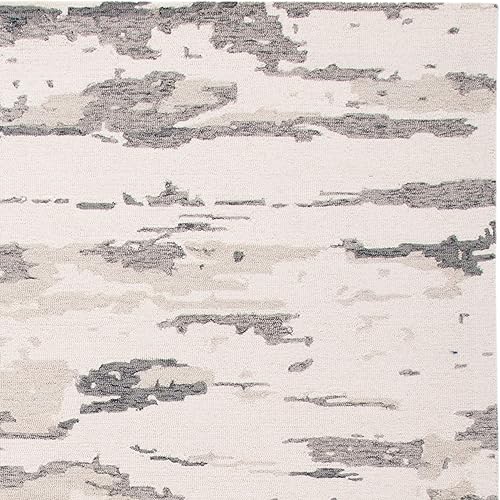 Miniatura 8 de SAFAVIEH Abstract Collection - Alfombra de área de 6 x 9 pies, carbón y marfil, lana abstracta hecha a mano, ideal para zonas de alto tráfico en