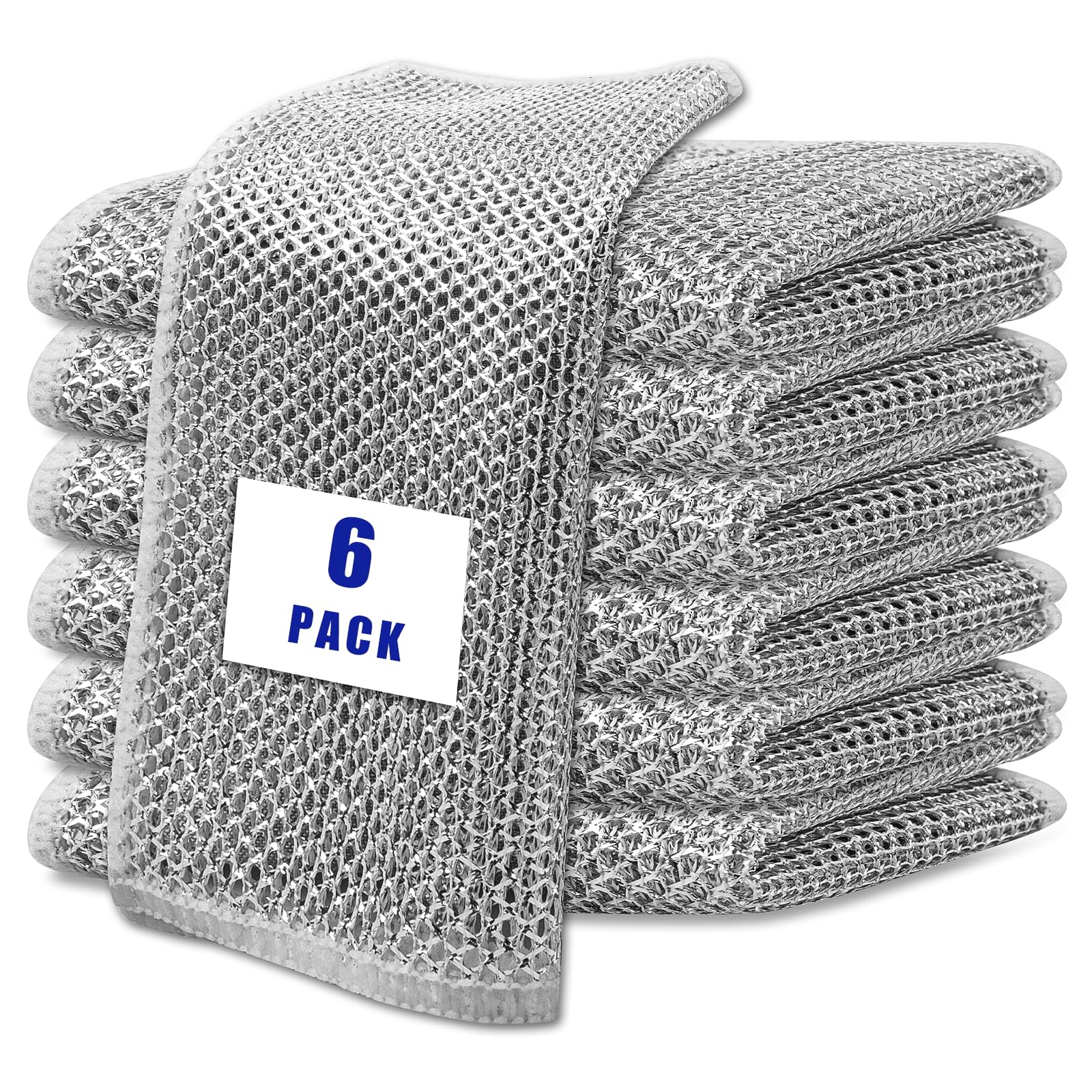 Amazon.com: TVINLIK 6 Pcs Non-Scratch Steel Dishwashing Rags – Reusable ...