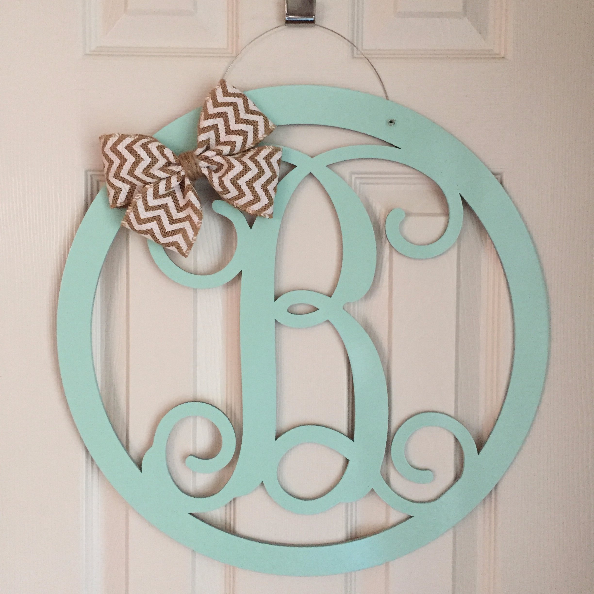 Circle Monogram Door Hanger - Spring Door Hanger - Wood Circle Door Monogram - Wood Monogram Hanger - Neutral Door Decoration