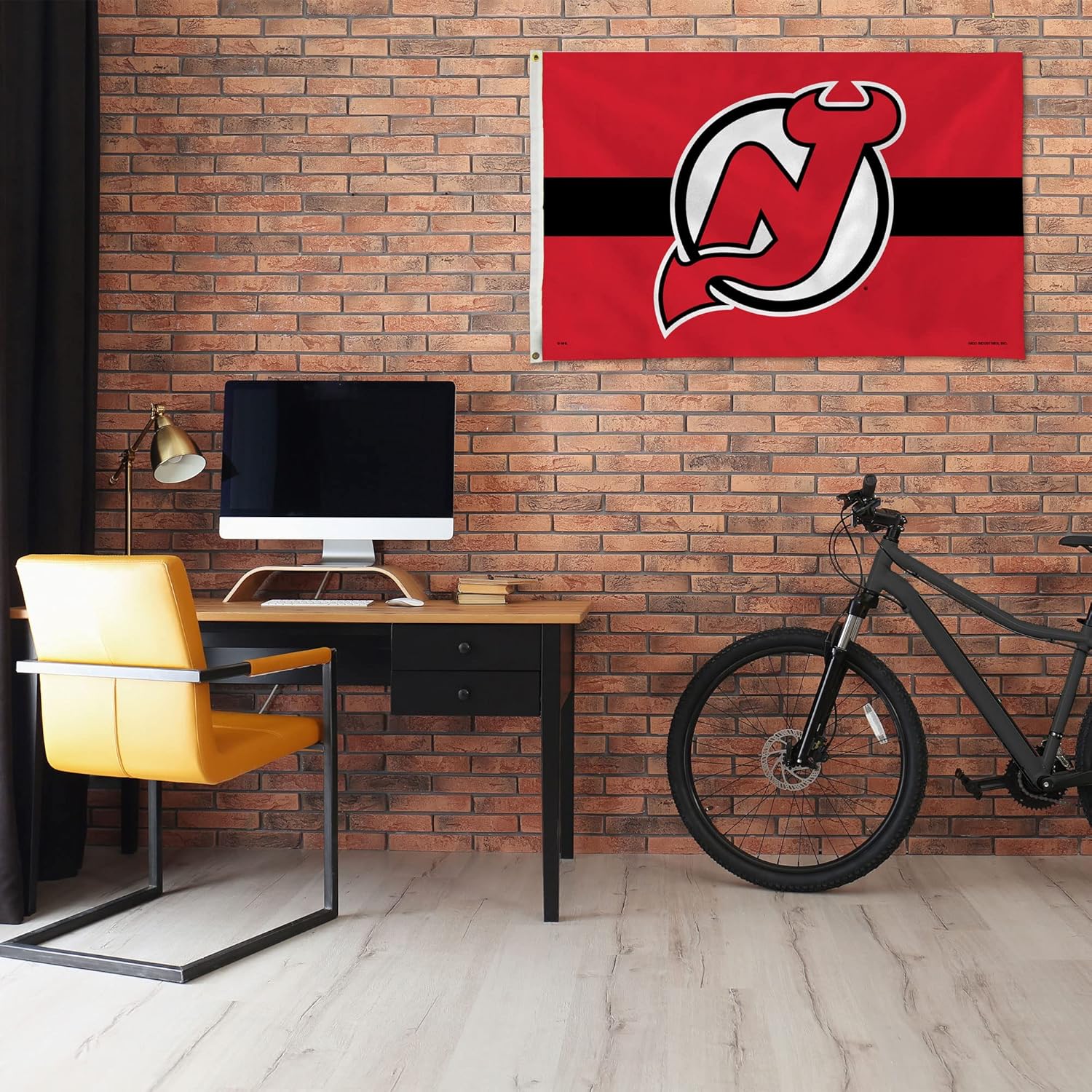 Rico Industries NHL Hockey New Jersey Devils Red with Black Stripe 3' x 5' Banner Flag Single Sided - Indoor or Outdoor - Home Décor