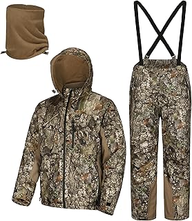 UIIHUNT Hunting Clothes for Men with Face Mask, Silent Waterproof Camo Jacket & Pants, Warm Hunting Suit for Cold Weather
