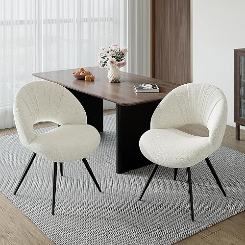 BV - Juego de 2 sillas de comedor modernas con respaldo hueco y patas de metal, sillas laterales de felpilla tapizadas para cocina, comedor, sala de