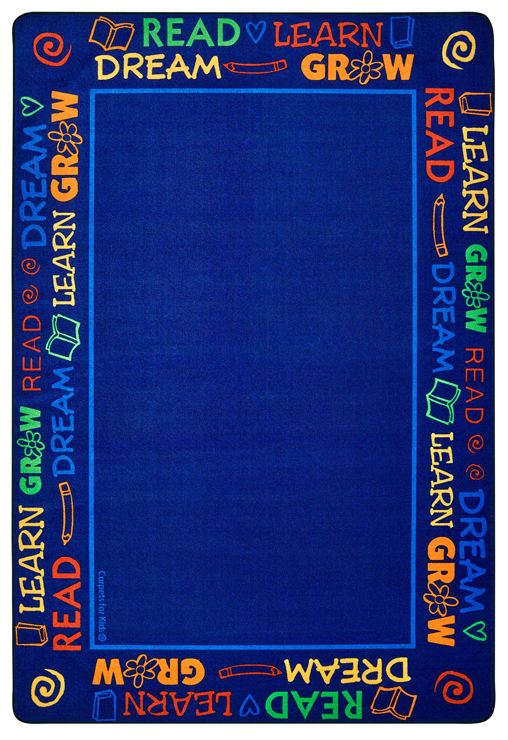 Carpets for Kids 3718 Read to Dream Border Classroom Library Kids Room Rug 8ft x 12ft Rectangle Blue