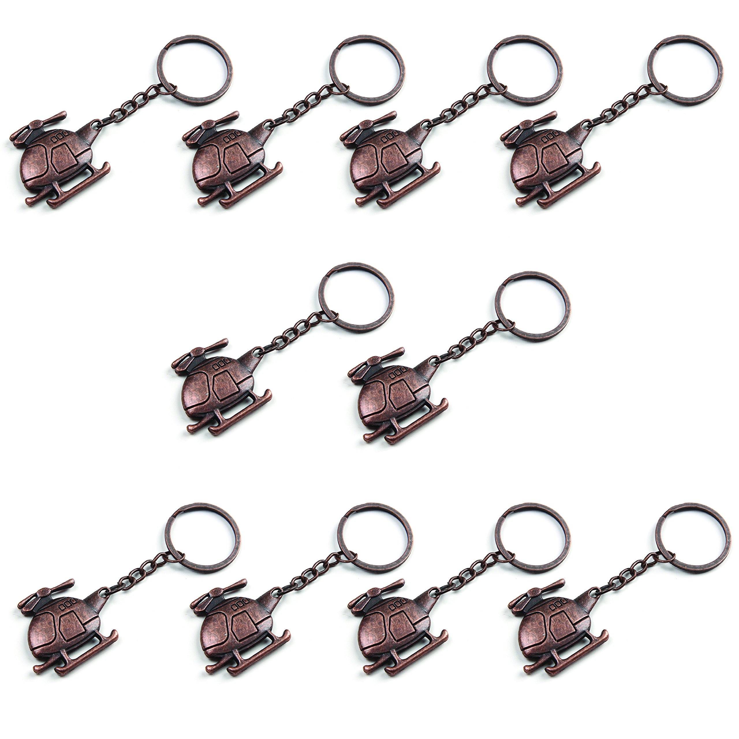 Komonee Men's Bronze 10 X Helicopter Keyring – Metal Vtol Aircraft Keychain, Pilot Aviation Heli Gift For & Wo
