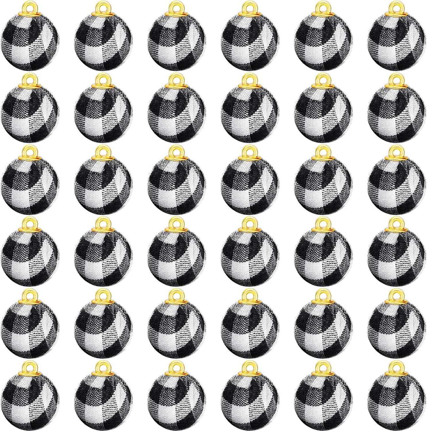 Christmas Buffalo Plaid Ball Ornaments Buffalo Check Fabric Wrapped Balls Decorative Tree Hanging Ornaments for Christmas Party Decoration Supplies (36 Pieces,1 Inch)