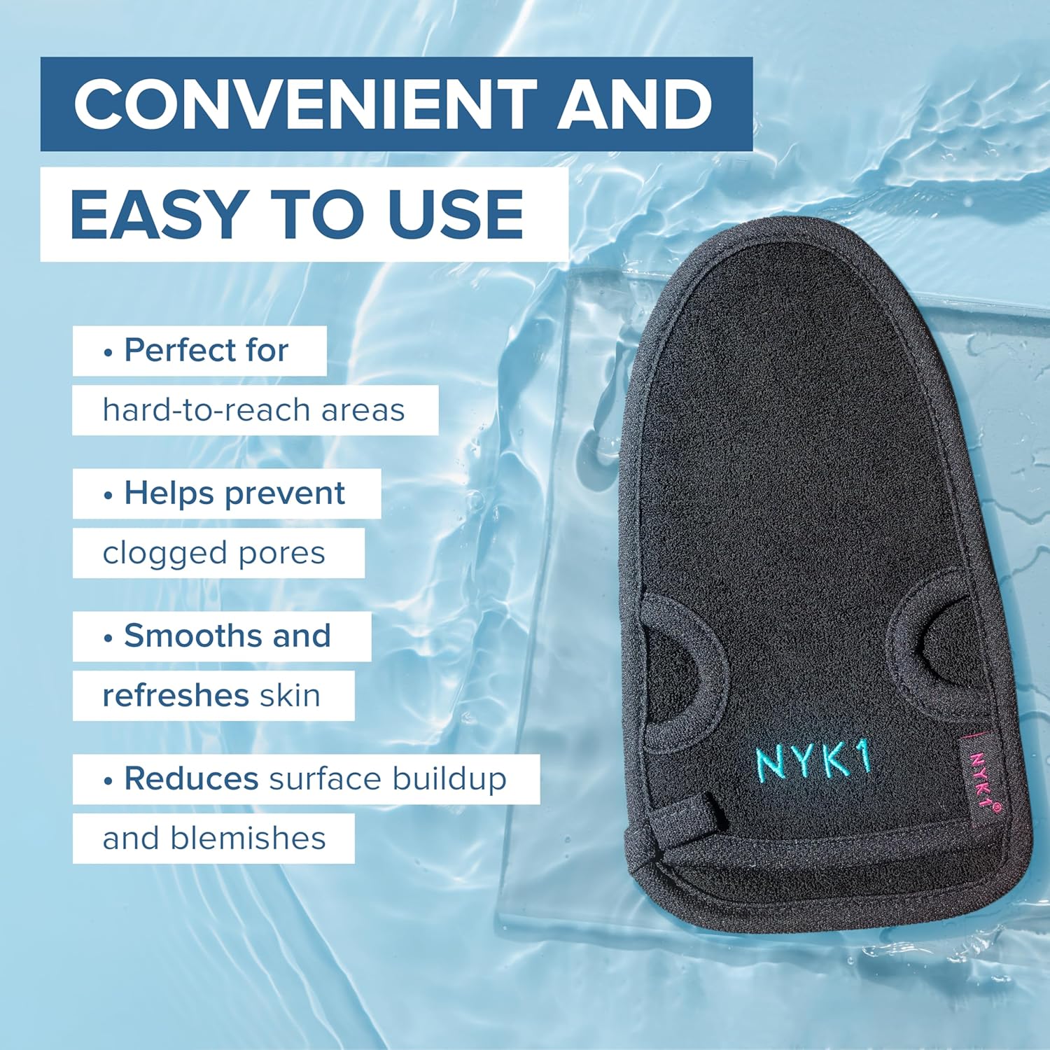 DEEP Exfoliation Body Exfoliating Glove for Dead Skin Removal (1 Glove) NYK1 Exfolimitt Exfoliating Mitt for Smooth, Healthy & Glowing Skin - Washable, Quick-Drying & Gentle On Skin