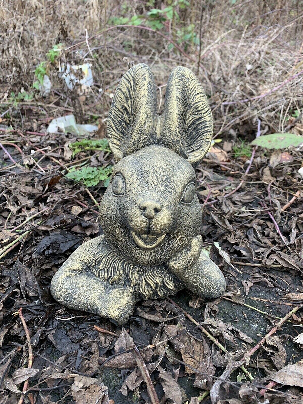 STONE GARDEN CUTE GOLD RABBIT GIFT GARDEN ORNAMENT