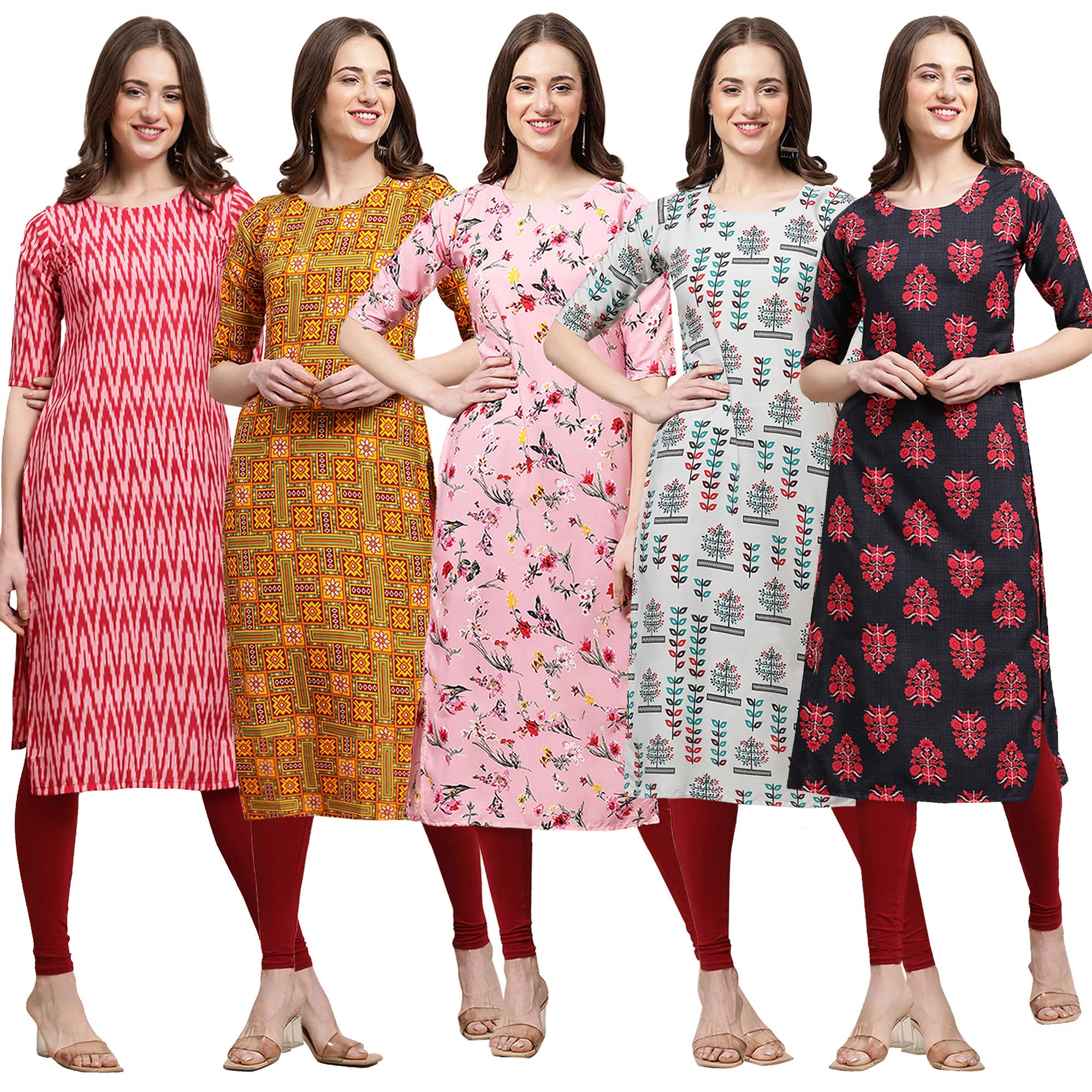Pinkmint Women's Crepe Digital Print Straight Kurta (D-328-333-339-340-345-Xl)