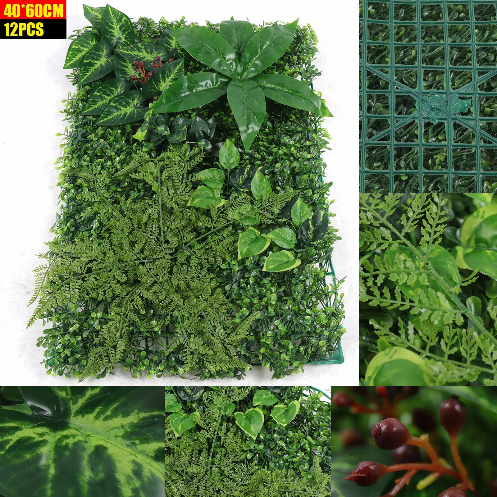 9 Tabletten Simulation Pflanzenwand, 40x60cm Miniaturgarten, DIY Garten Deko, Kunstrasen Miniatur Moos Für Garten Hochzeit Wanddekoration Und Hausgarten Indoor Outdoor Decor, 247 Gabeln,Grün