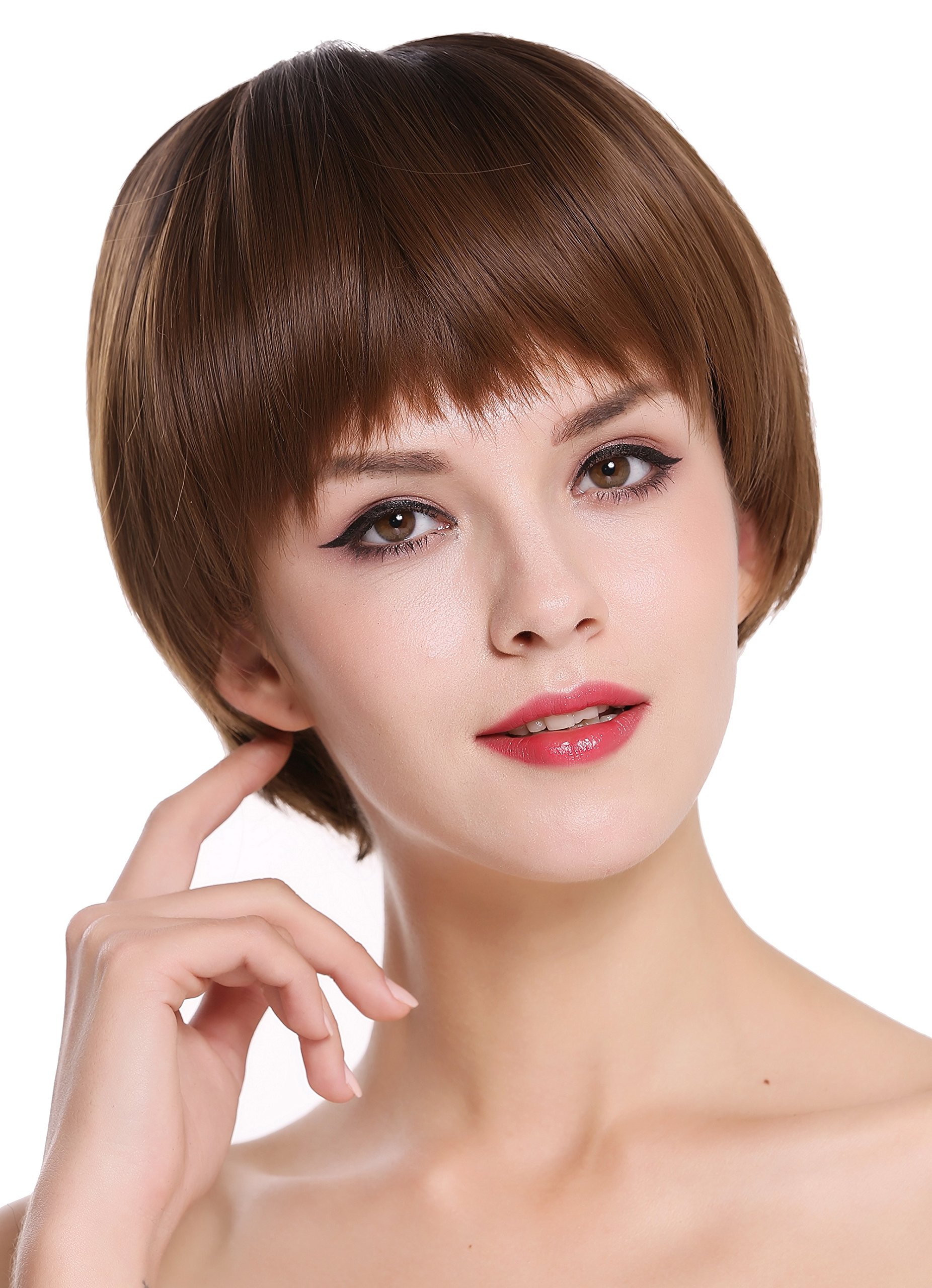 WIG ME UP, D3061R-10/12R4 Quality women's wig short lady Page Bobo sleek brown mix, Golden brown-dark brown mix (10/12R4)