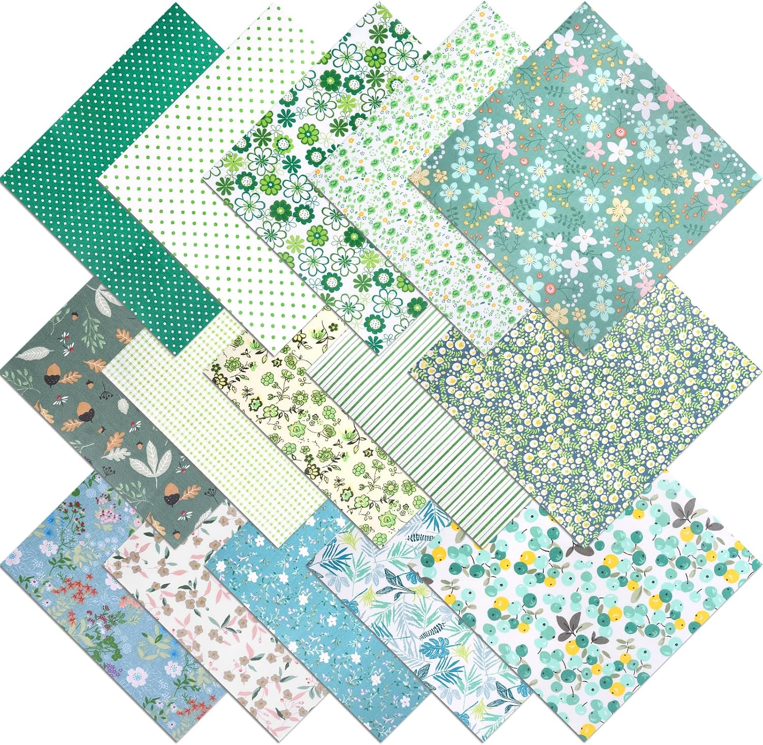15pcs 10"x10"Cotton Fabric,Floral Printed Fat Quarters Fabric Bundles, DIY Making Supplies,Quilt Patchwork Material for Craft Sewing(Pink)