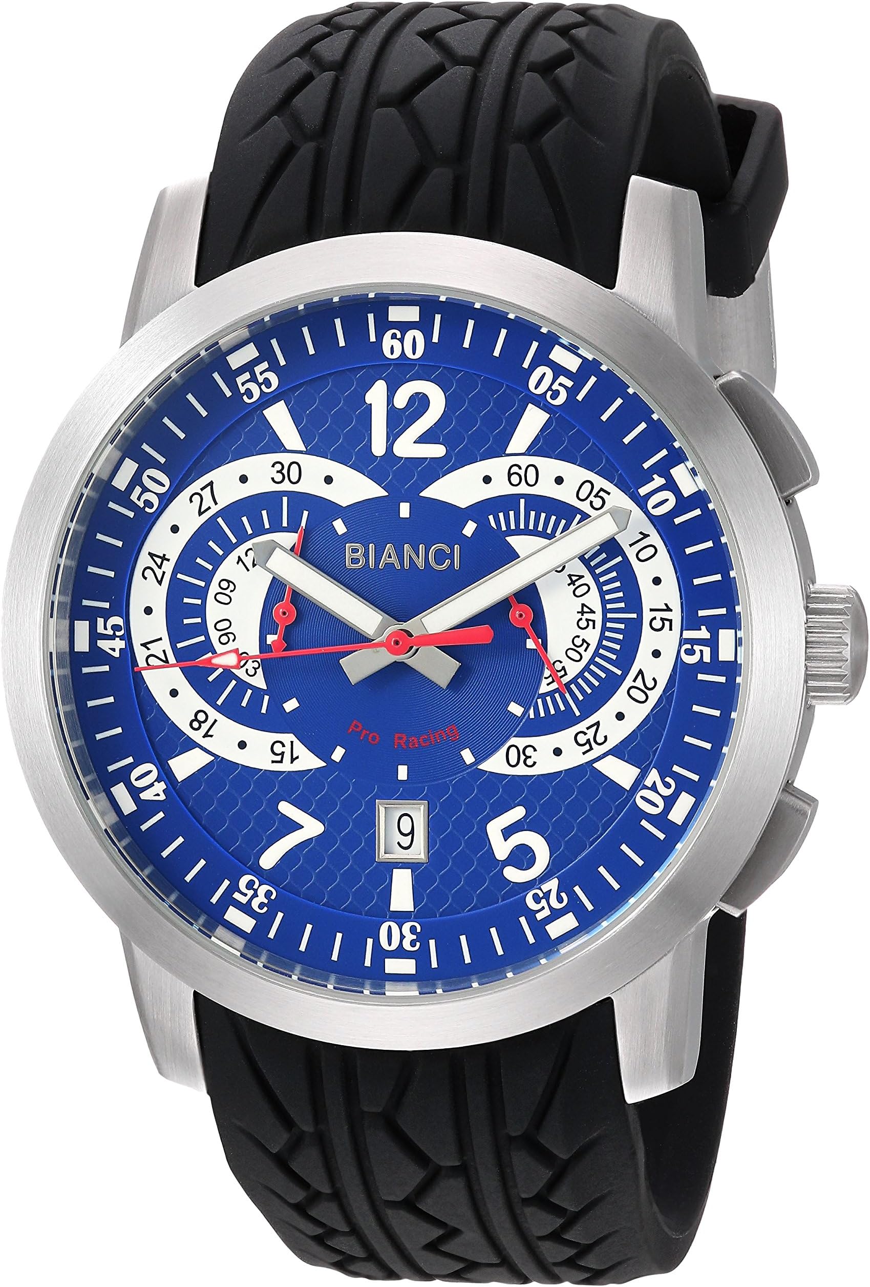 ROBERTO BIANCI WATCHESMen's Lombardo Stainless Steel Quartz Watch with Rubber Strap, Black, 22 (Model: RB70968)