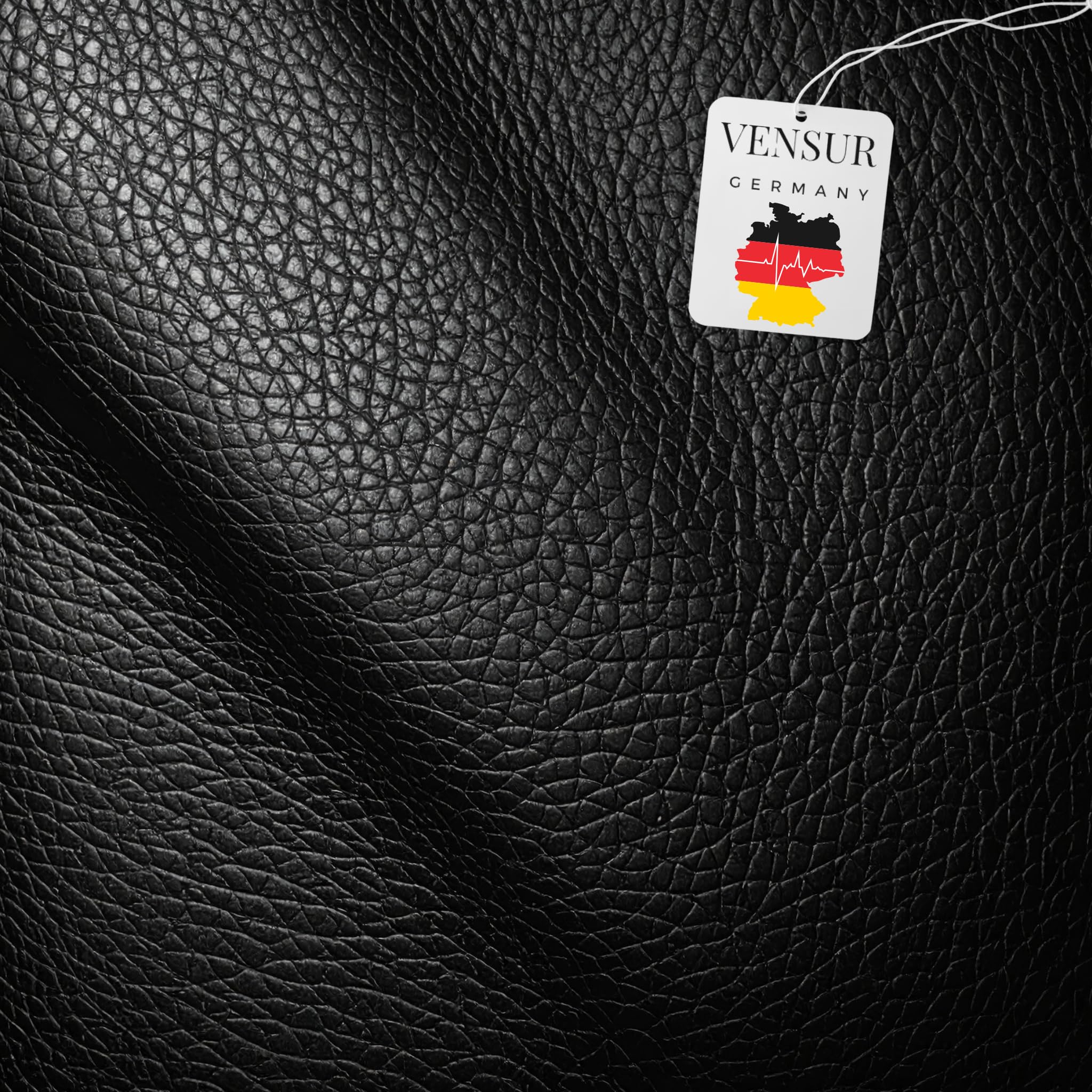 Premium Kunstleder Meterware Schwarz Lederimitat Lederoptik Geprägt Polster Möbel Auto DIY Camper Lederstoff Reparatur Bezugsstoff Gekörnt Texturiert Wasserdicht Hitzebeständig (50cm x 140cm)