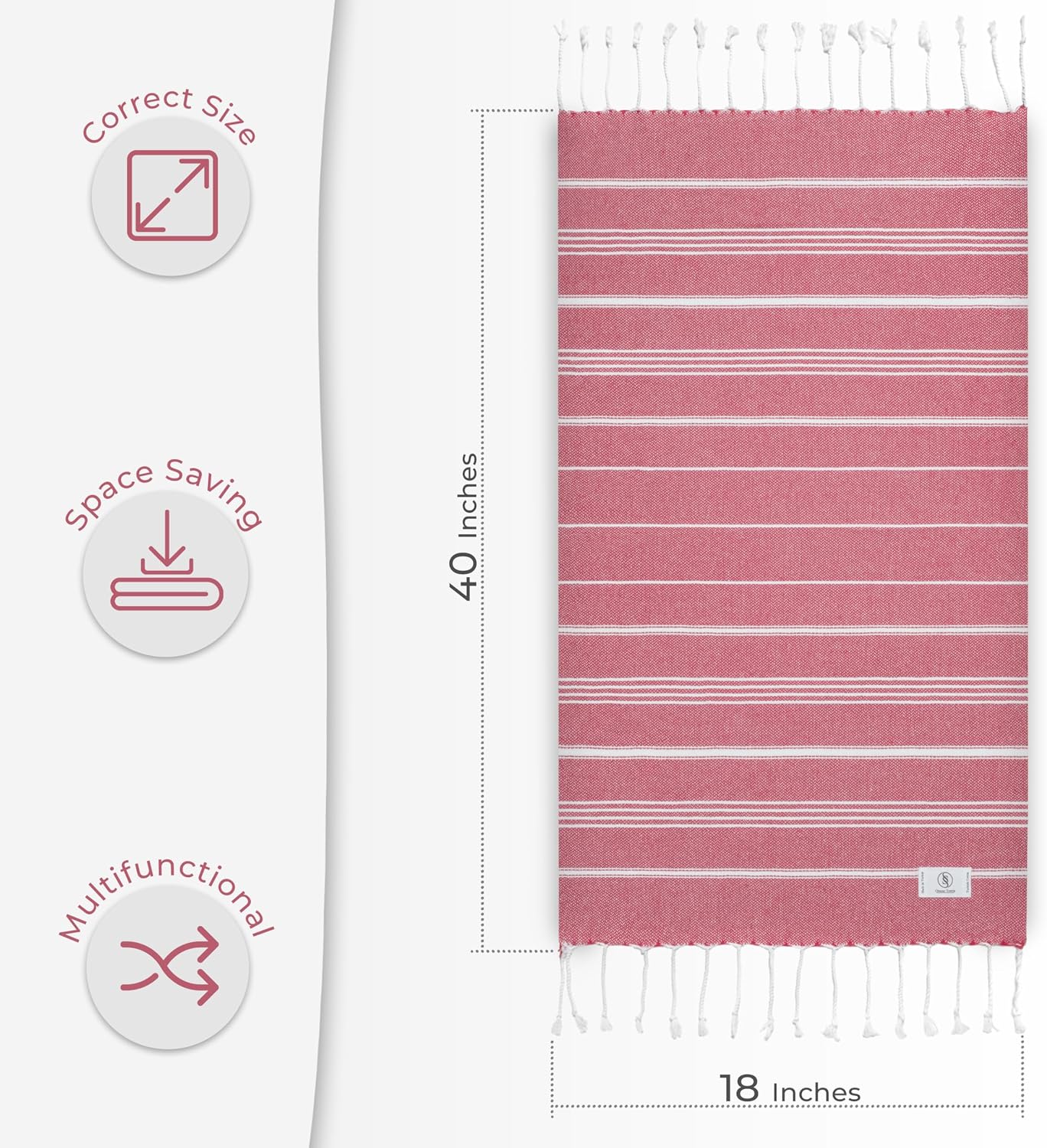 Ossano Decorative Turkish Hand Towels - Thin & Cute - Set of 2 (30" x 18") - for Kitchen & Powder Room - Multifunctional as - Western Hand Towels, Bathroom Hand Towel, Kitchen Dish Cloths - Coral image 4