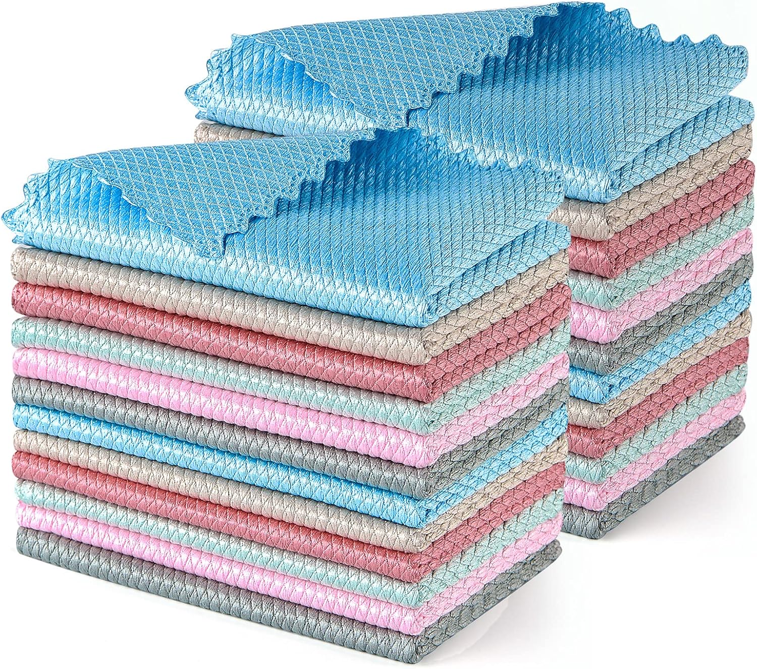 24 Pieces Fish Scale Microfiber Polishing Cleaning Cloth