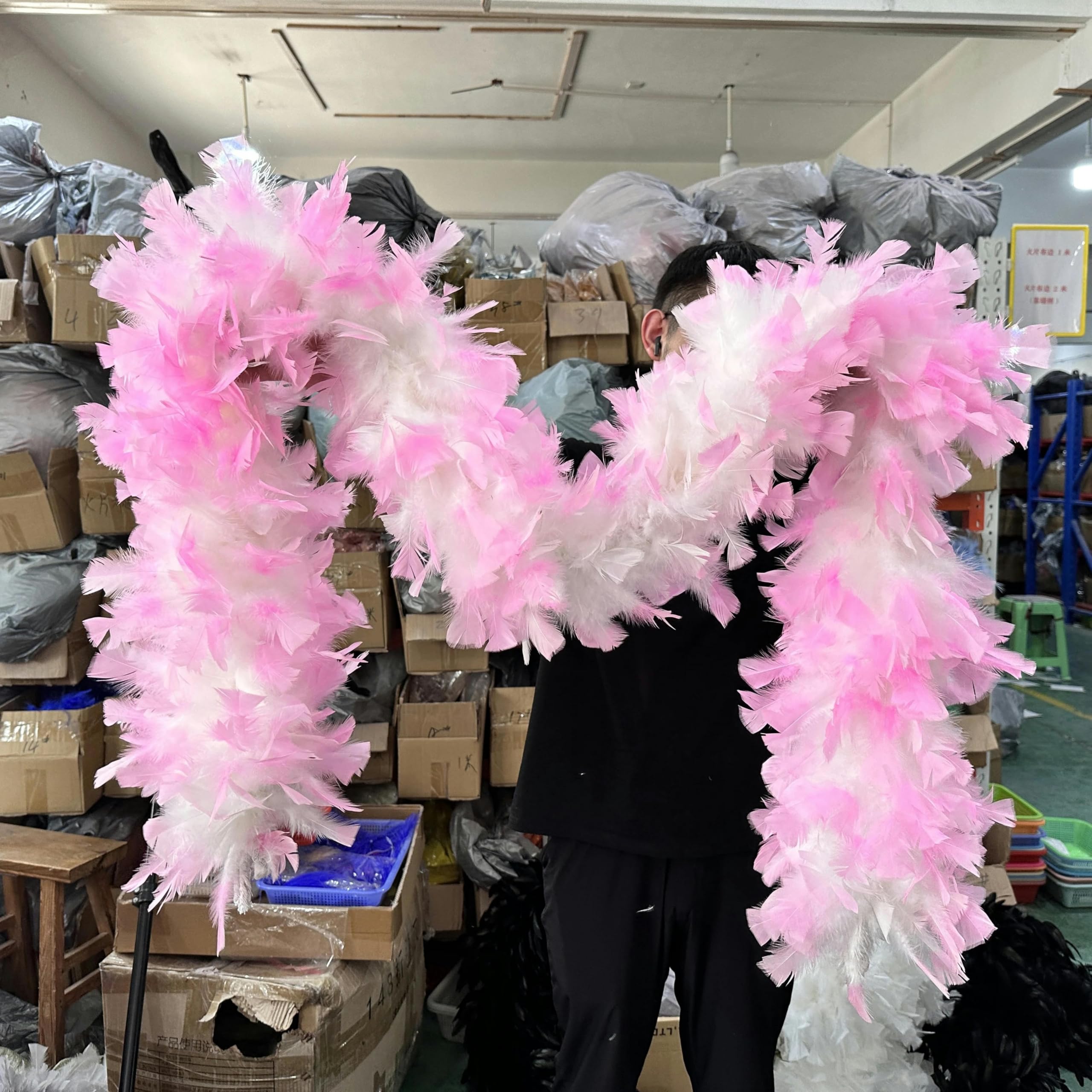 Boa De Plumas De 2 Metros En Color Rojo Rosa – Decoración Artificial Para Fiestas, Bailes, Halloween Y Sesiones De Fotos