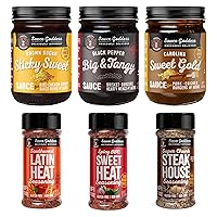 Vista 1 de Sauce Goddess - Chef’s Sampler - 3 BBQ Sauces & 3 Seasonings - Bold, Sweet, Tangy & Spicy - Award-Winning, Gluten-Free Grilling Gift Set - 6-Pack
