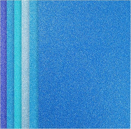 BigOtters 24 hojas de papel de cartulina con purpurina, papel de cartulina azul pesado A4, cartulina de 250 GSM para manualidades, manualidades,