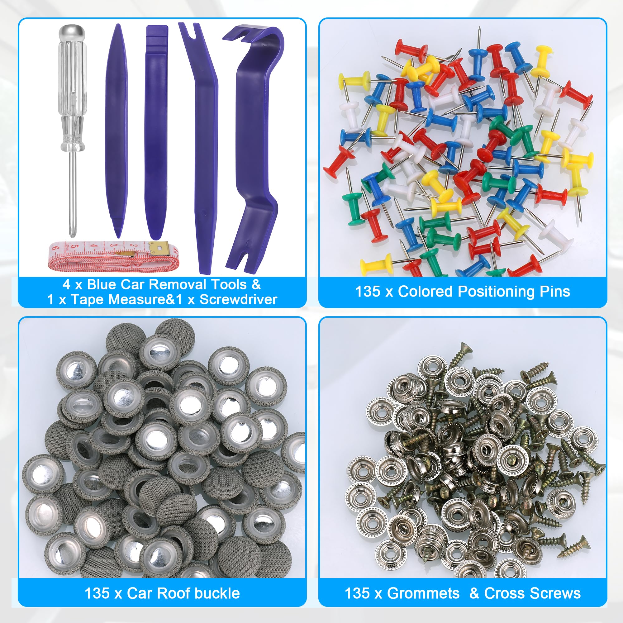 Zocipro 135Pcs Kit Riparazione Cielo Auto con Rivetti e Strumenti di Rimozione