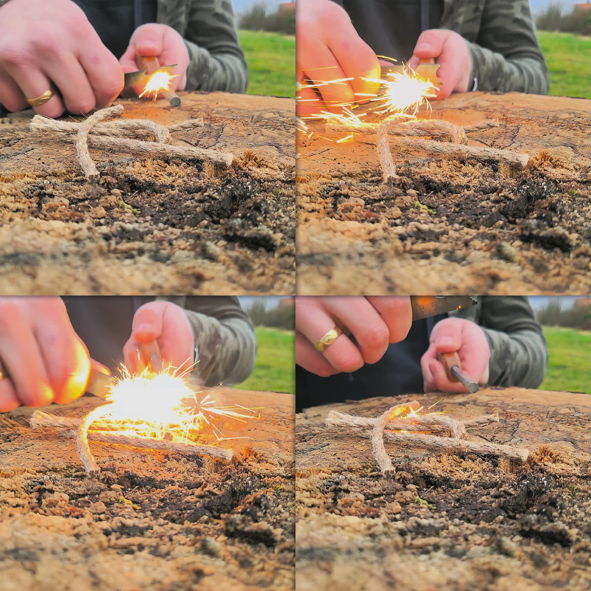 Krzesiwo outdoorowe z krzesiwem do krzesiwa, zestaw krzesiwa | zapalniczka outdoorowa | podpałka survivalowa z uchwytem | krzesiwo magnezowe krzesiwo survivalowe
