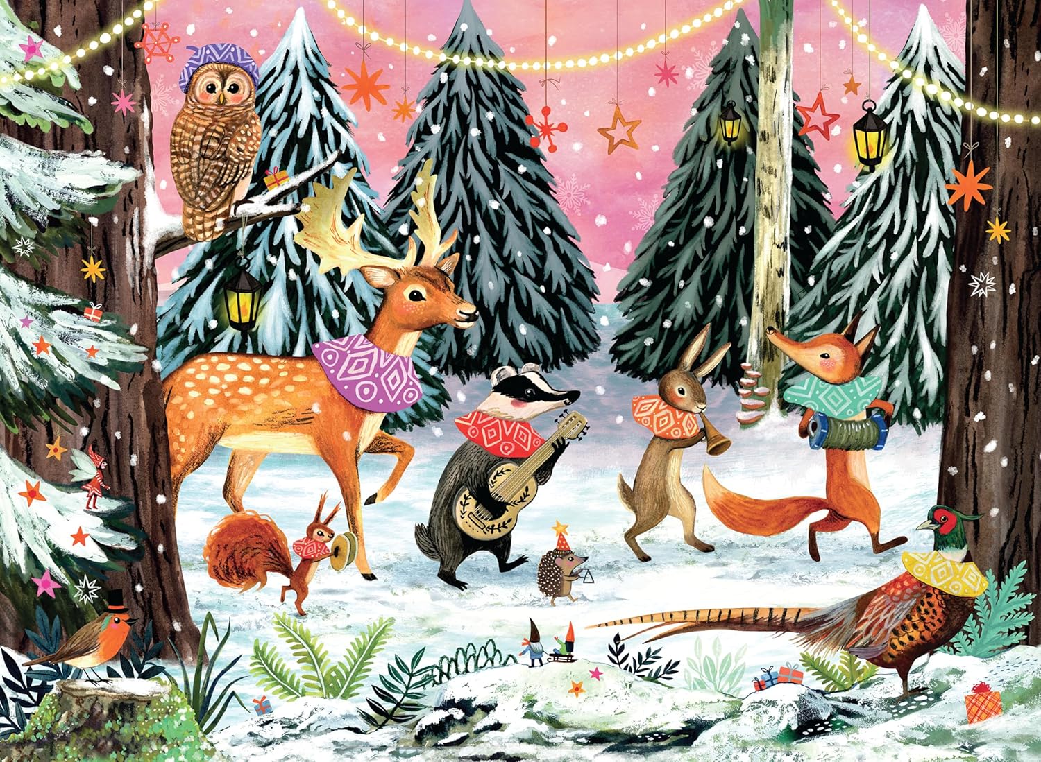 Ceaco - Miriam Bos - Holiday Parade - 100 Piece Glitter Jigsaw Puzzle - Colorful Christmas Puzzles for Kids and Adults – Precision-Cut Pieces, Beautiful Winter Artwork, Festive Family Activity