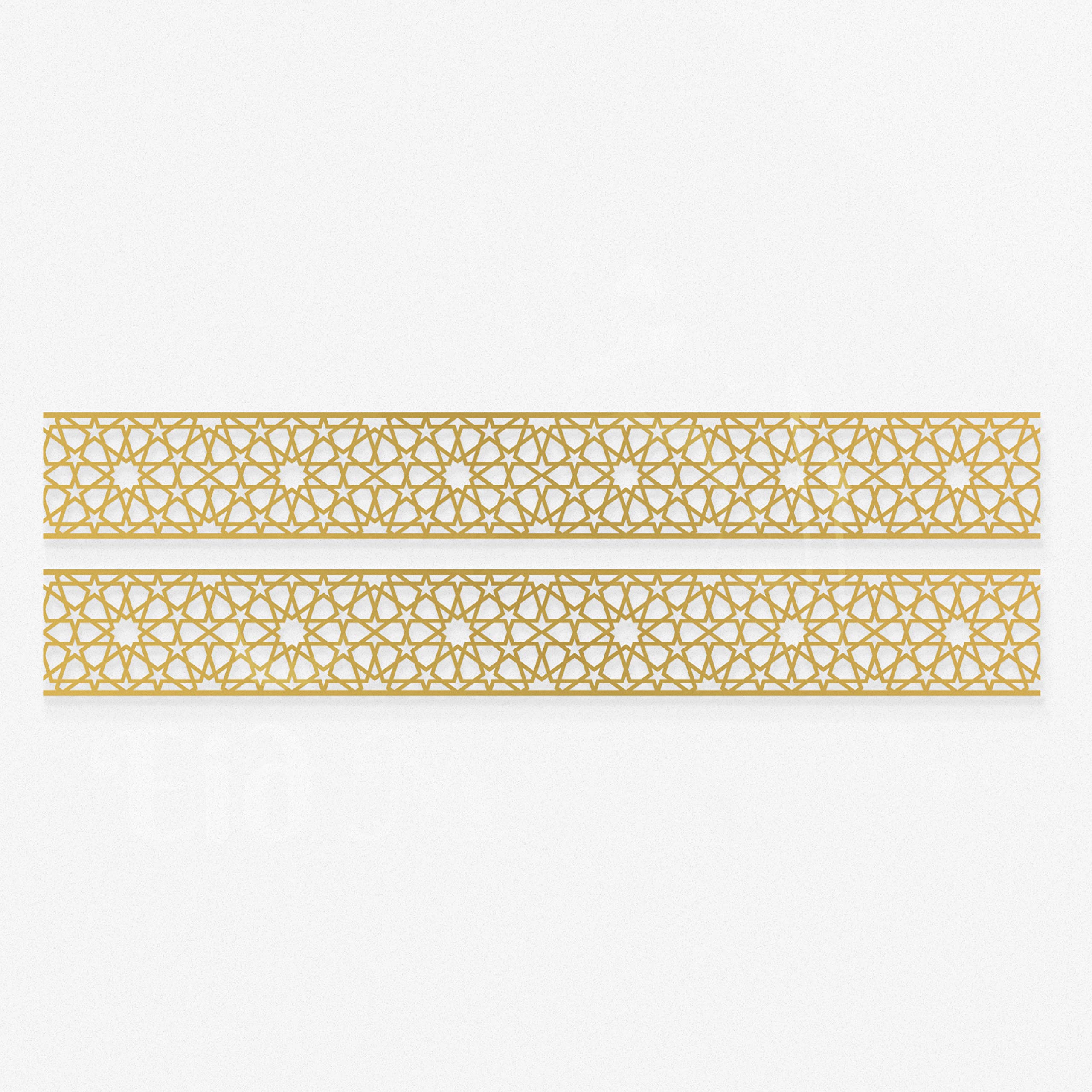 Ramadan Decorations for Home - Gold Eid Mubarak Geometric Window Stickers Borders for Eid Decorations for Home - Re-usable Eid Mubarak Decorations for Glass Windows and Doors
