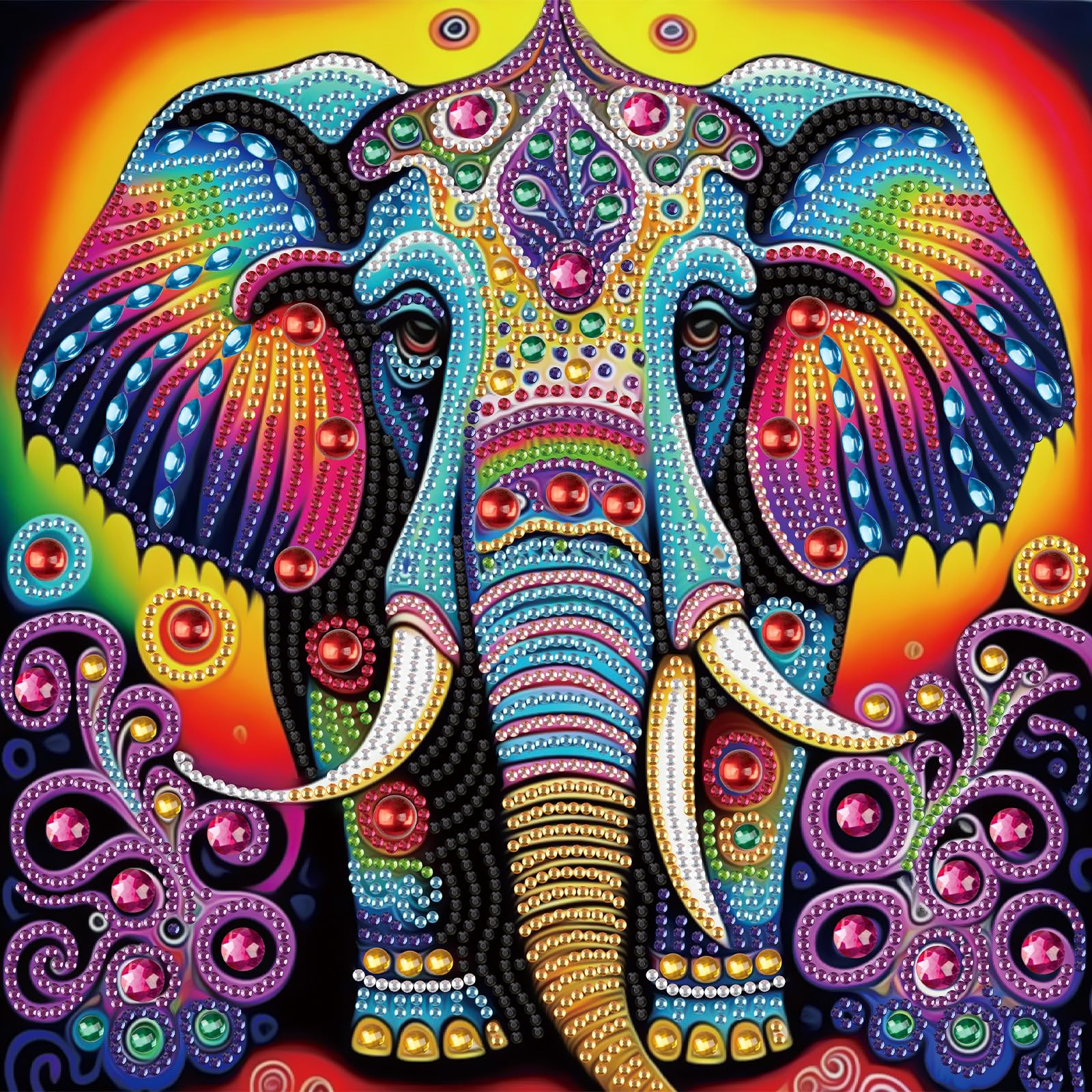AiYuanzsh 5D Special Shape Diamond Art Kits for Beginners, Diamond Art Painting Kits for Adults Color Elephant, Crystal Rhinestones Diamond Art for