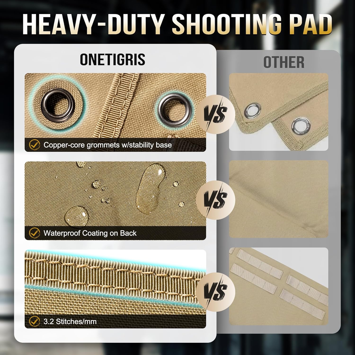 ONETIGRIS Shooting Mat - Roll-up Shooting Mat Prone Shooter Mats Tactical Shooting Blanket Mat for Range Shooting Hunting (Non-Padded - Brown)