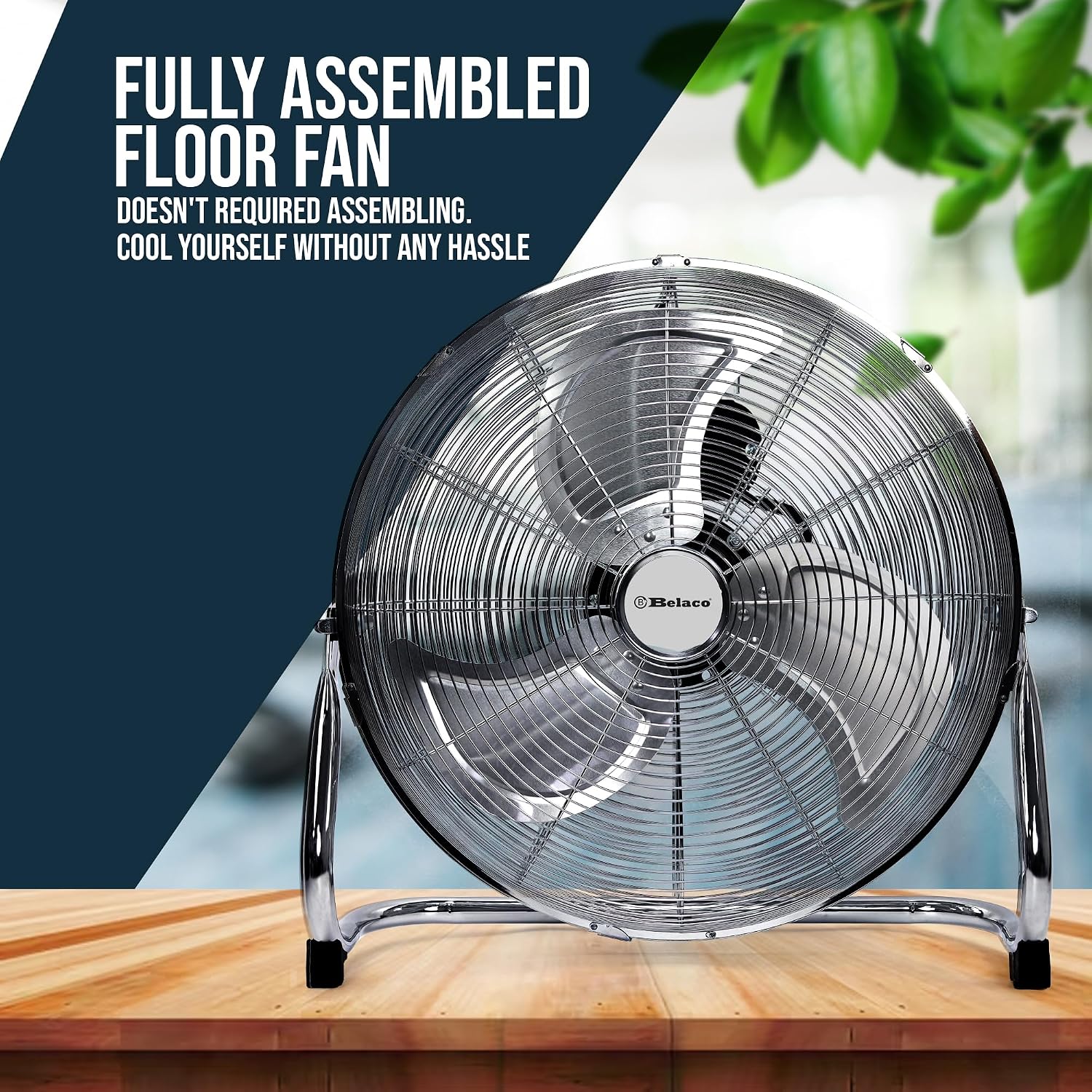 18 Inch Metal Floor Fan, High Velocity Chrome Cooling Stand Fan (BLFF-50) thumbnail 5