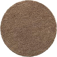 Vista 11 de Unique Loom - Alfombra de área de la colección Solid Shag (5 pies 1 pulgada, redonda, marrón arenoso)