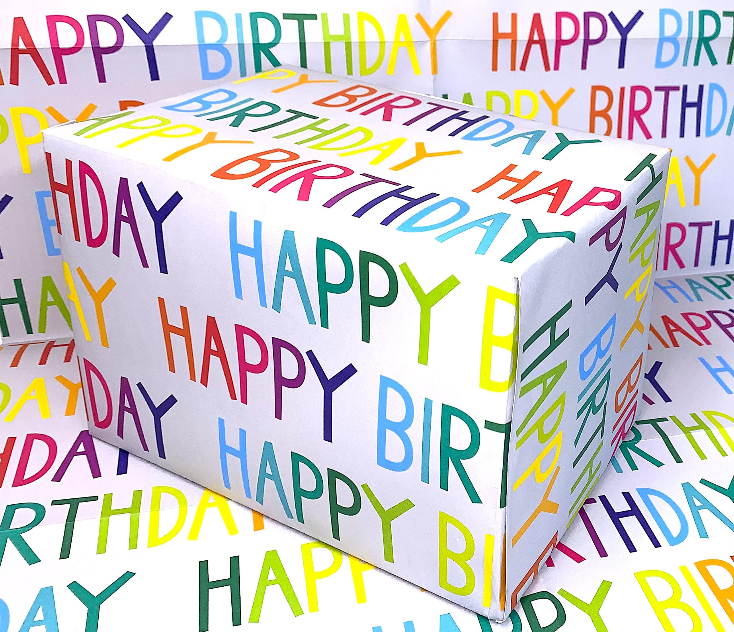 WRAPT Eco Birthday Wrapping Paper x12 Large Quality Thick 50x70cm ...