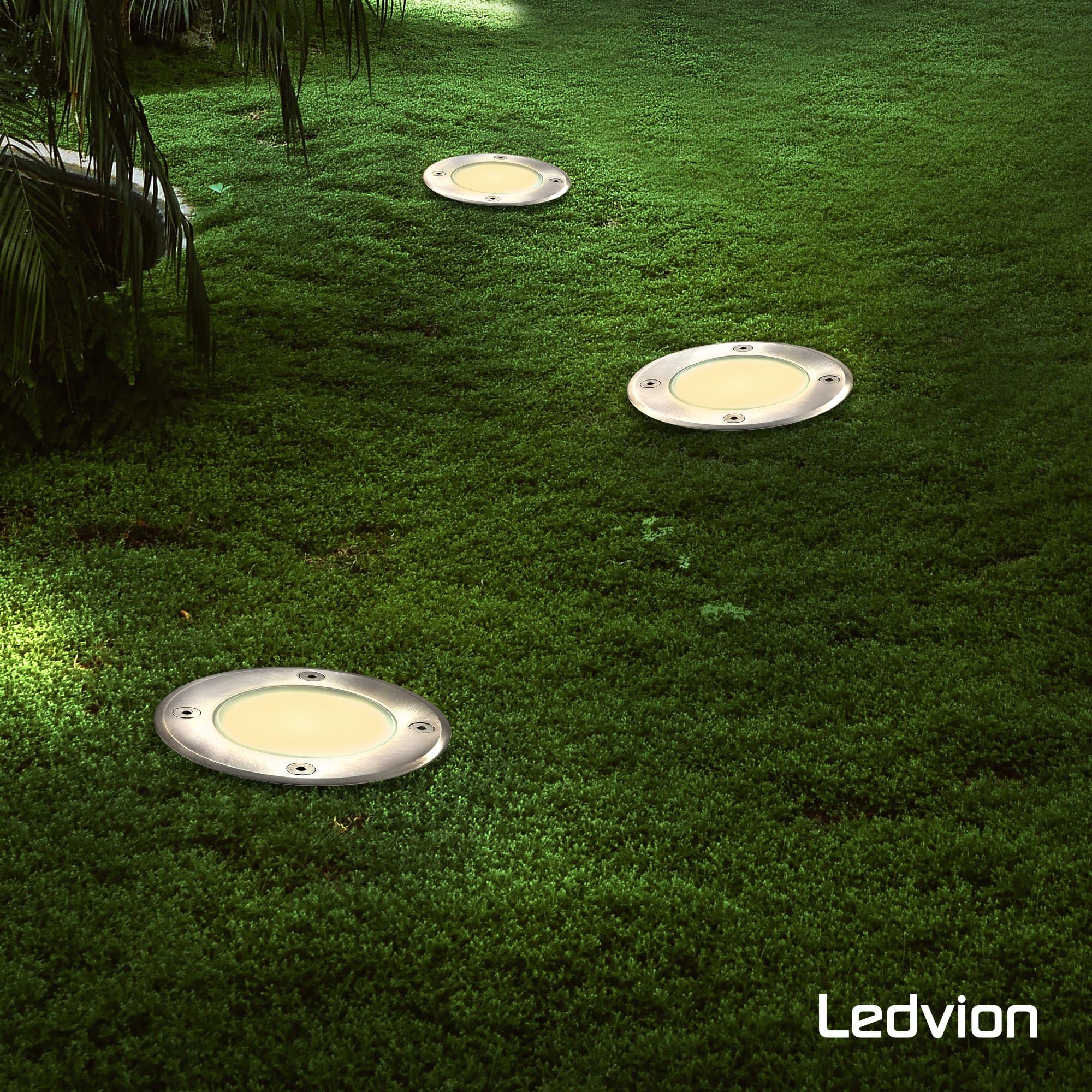 Ledvion - 3X Focos LED Empotrados Redondos, 5W, 2700K, IP67, GU10, Cable de 1m, Iluminación Exterior, Iluminación de Terraza