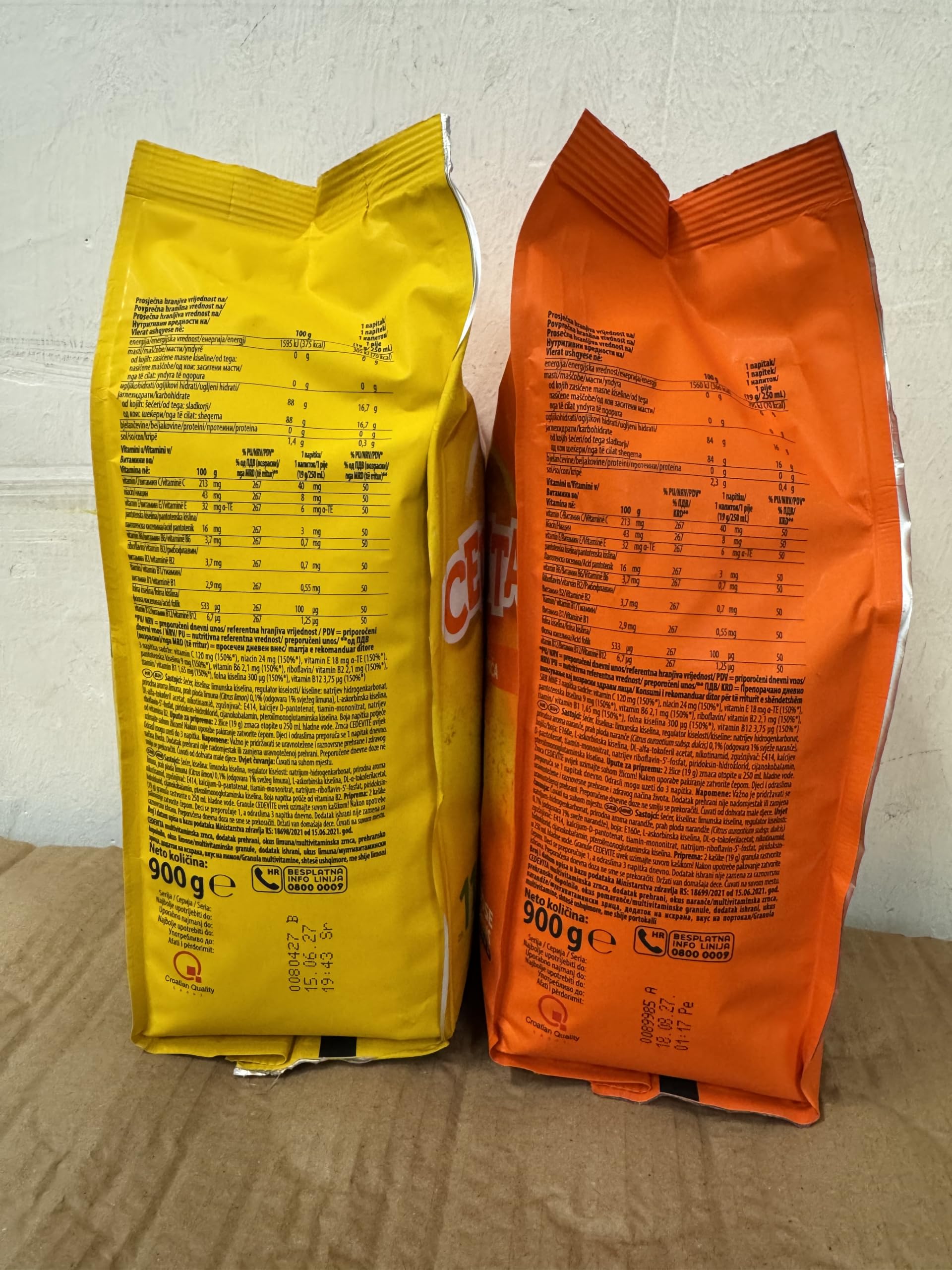 Cedevita au goût de citron, orange boisson vitaminée instantanée 2 x 900 g