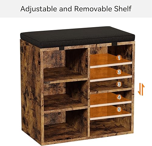 Miniatura 6 de GAOMON Banco de almacenamiento de zapatos con cojín, zapatero con estante ajustable, organizador de almacenamiento de zapatos con asiento acolchado,