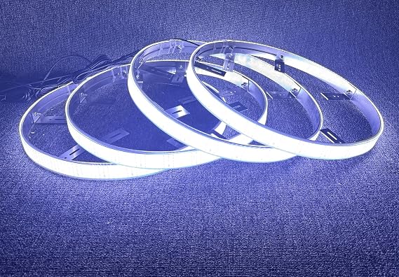 Lighting - High Intensity IP68 Waterproof 17.5 5-Row Pure White LED Wheel Lights - Flashing/Breathe Mode for Car Truck Vehicle