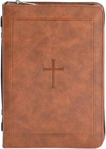 White Dove Designs Funda de la Biblia-Cruz Clásica-Marrón-XLG
