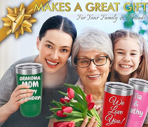 Miniatura 7 de Vaso personalizado de cuello de anillo de 20 onzas con pajilla, vaso aislado al vacío personalizado con texto grabado en Estados Unidos cumpleaños,