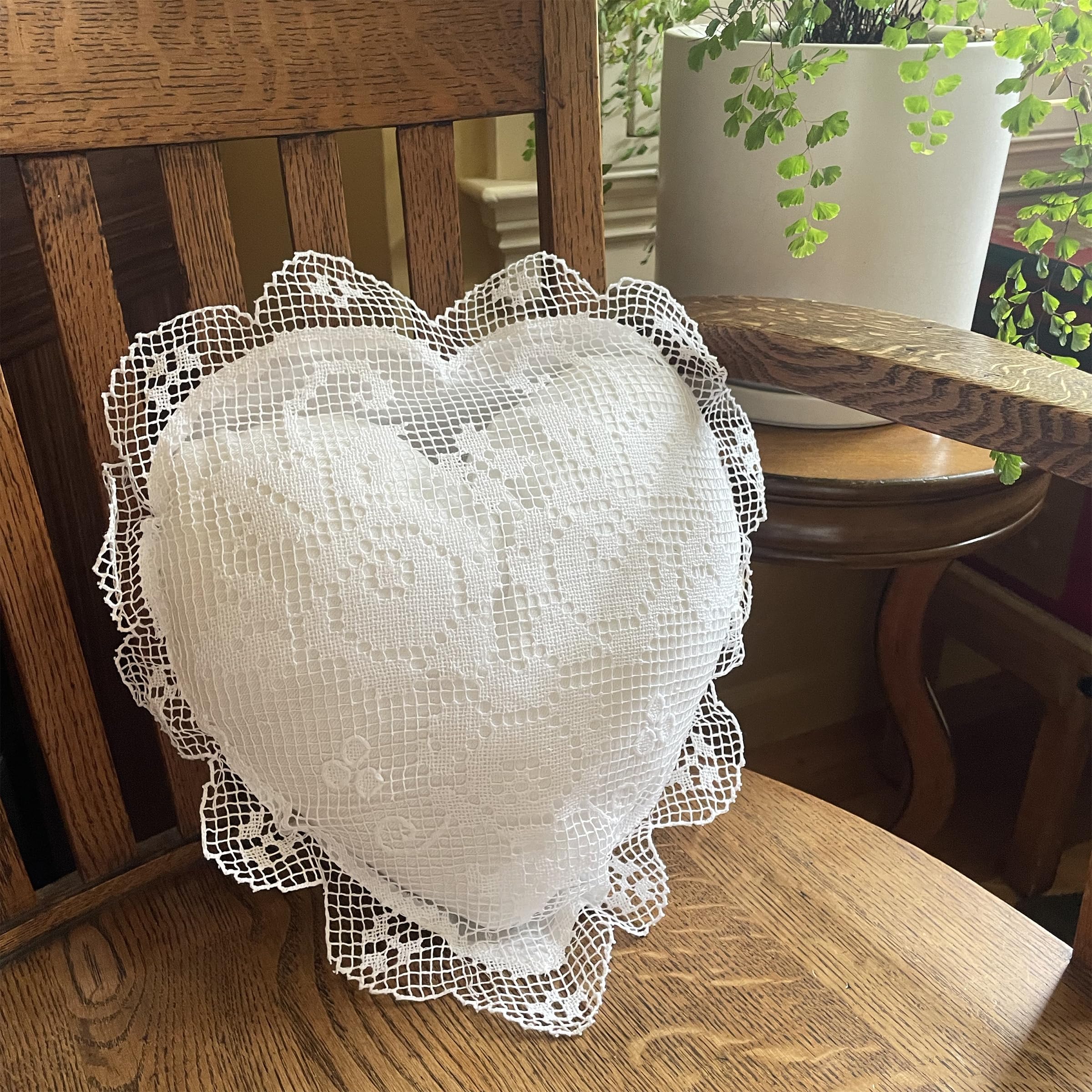 MODERN HEIRLOOM Embroidered and LACE 2-PC Pillow Decorative Pillow Set, 12 inches, Ada White 12" 2 Count