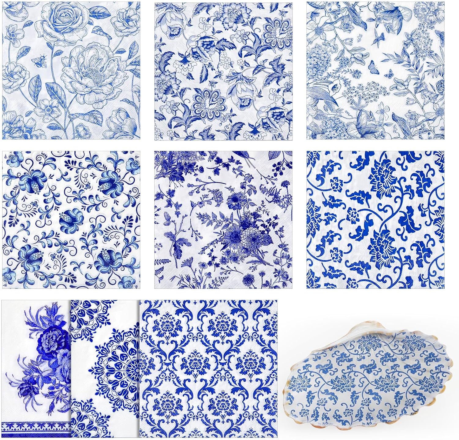 Amazon.com: Crtiin 36 Pack 9 Styles Decoupage Napkins Assorted Floral ...