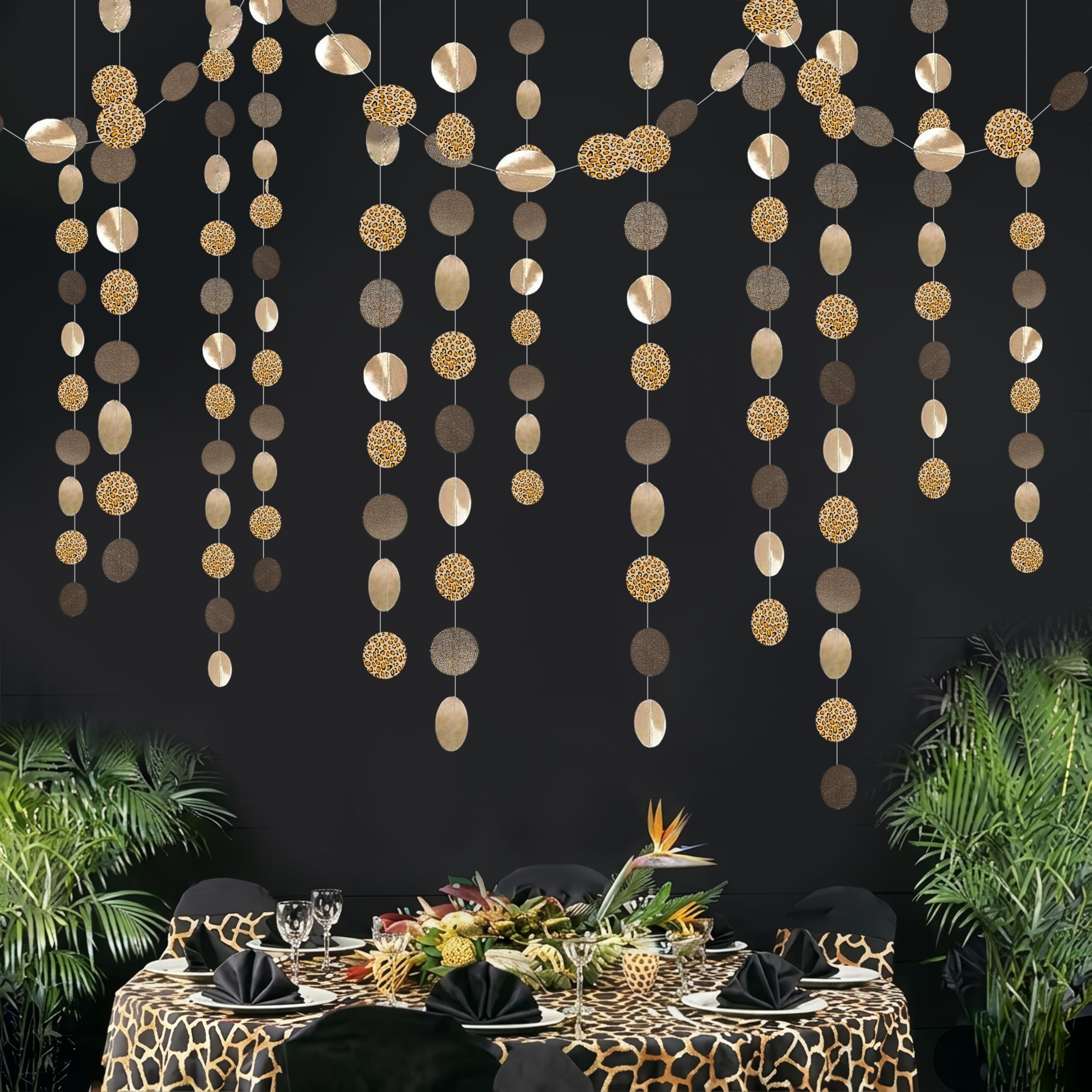 Leopard Theme Party Garland for Cheetah Theme Hanging Decoration Jungle Banner Wildlife Backdrop for Wedding Birthday Party Supplies
