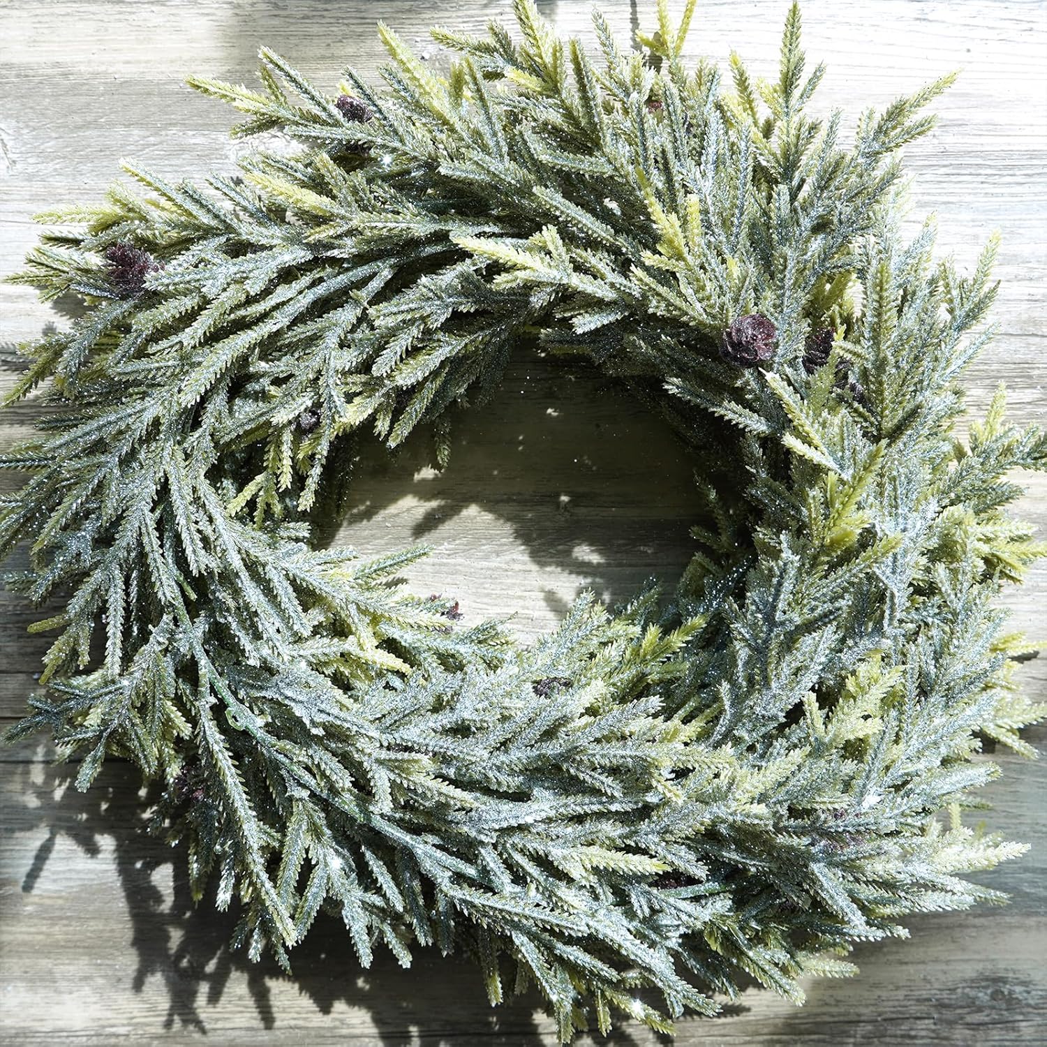 Winlyn 6' Artificial Frosted Christmas Pine Garland with Pine Cones Glitter Winter Greenery Garland for Christmas Winter Wedding Holiday Table Runner Centerpiece Doorway Season Mantel Decor - Image 6