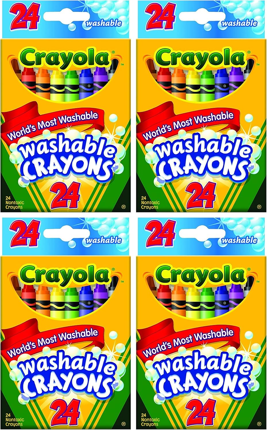 Crayola Washable Crayons, 24 Count (Pack of 4) Total 96 Crayons