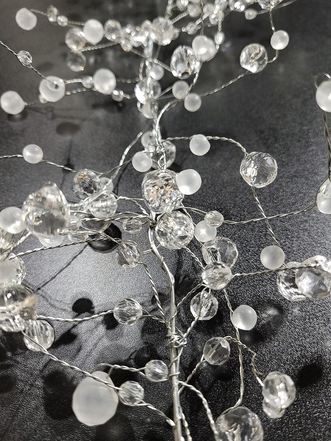 Galt International 192" Acrylic Crystal Diamond Garland Wire String Frosted & Diamond Cut Beaded Glitter Gem String Decorative Garland (Clear/White) (Set of 4x48-in)