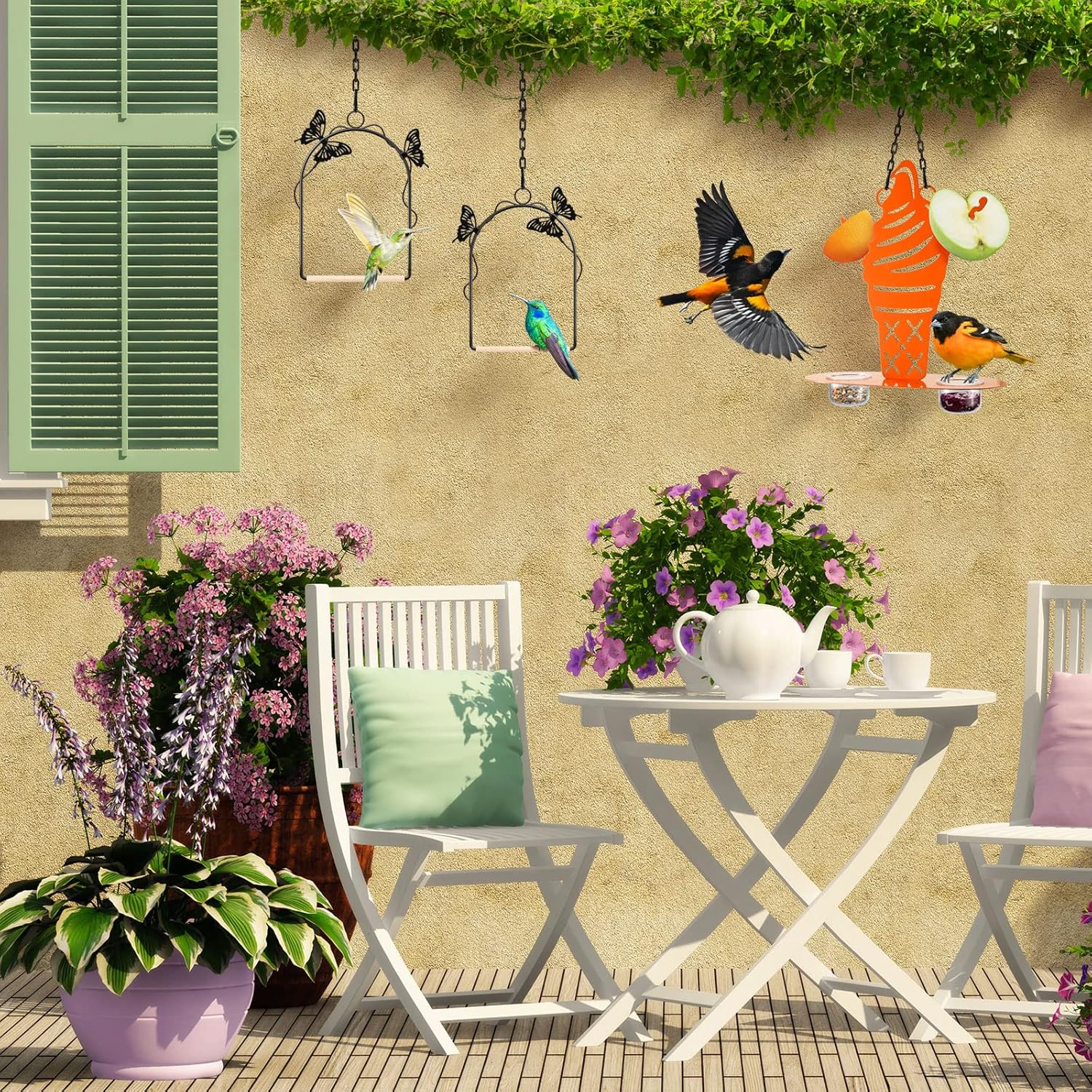 Oriole Metal Bird Feeder for Outdoor Jelly and Oranges, Baltimore Oriole Jelly Bird Feeder with Ice Cream Design for Outdoors Hanging (Orange)