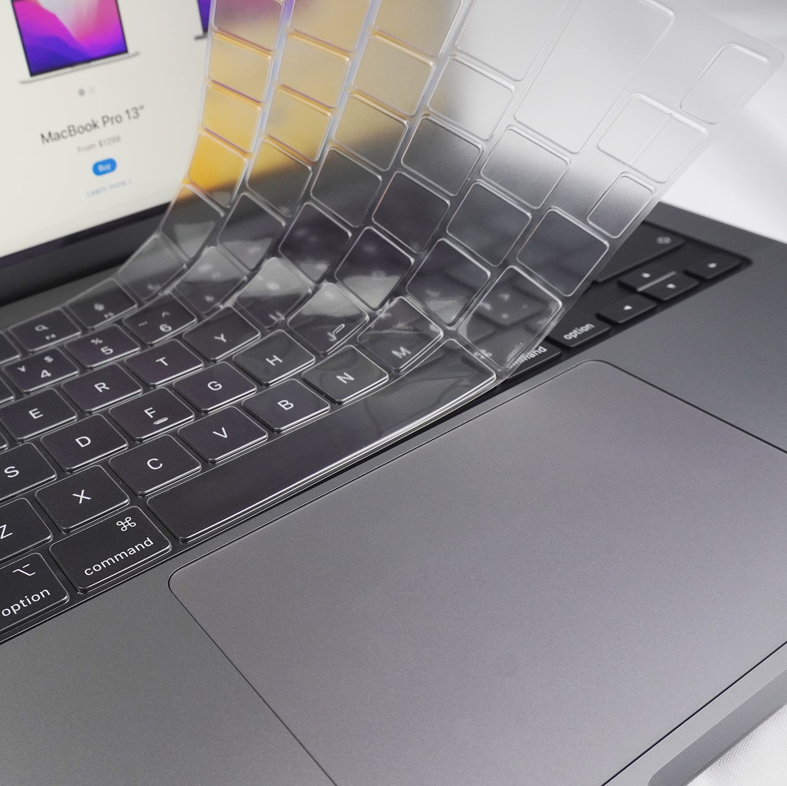 Ultra Thin Keyboard Cover Compatible with New MacBook Pro 2021-2022 Release A2442, A2485. Premium Soft-Touch TPU Keyboard Protective Skin Absolutely Transparent and Invisible. US