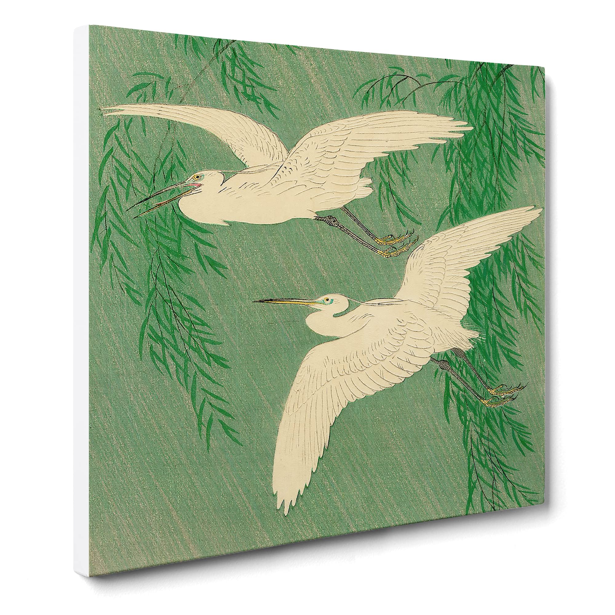 Willow & White Egrets by Ohara Koson Canvas Print, Mixed, 35L x 35W cm