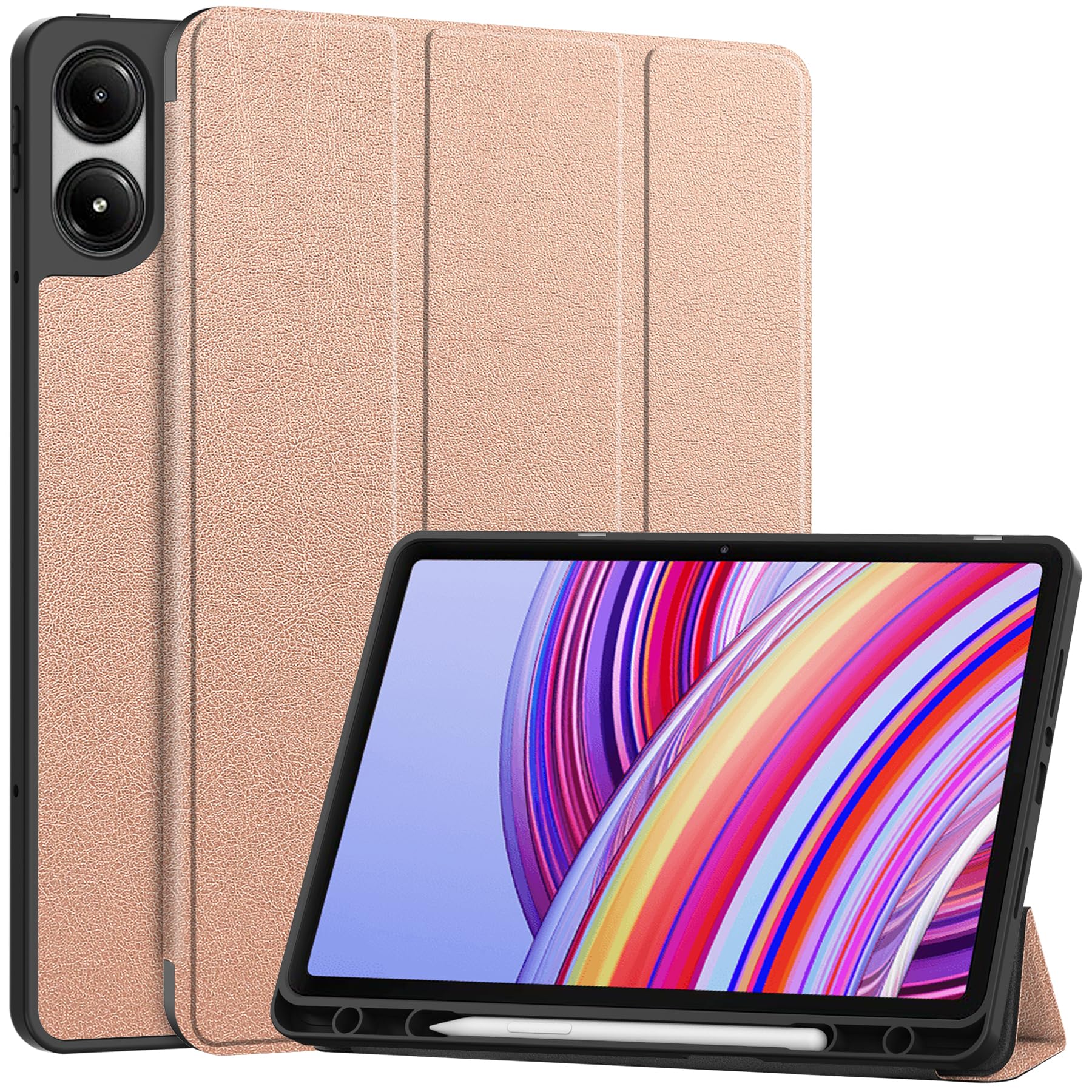 idudao Hülle für Redmi Pad Pro, Leichte Ultradünne PU Leder Schutzhülle Case Cover für Xiaomi Poco Pad 12,1 Zoll Tabletten 2024,Goldene