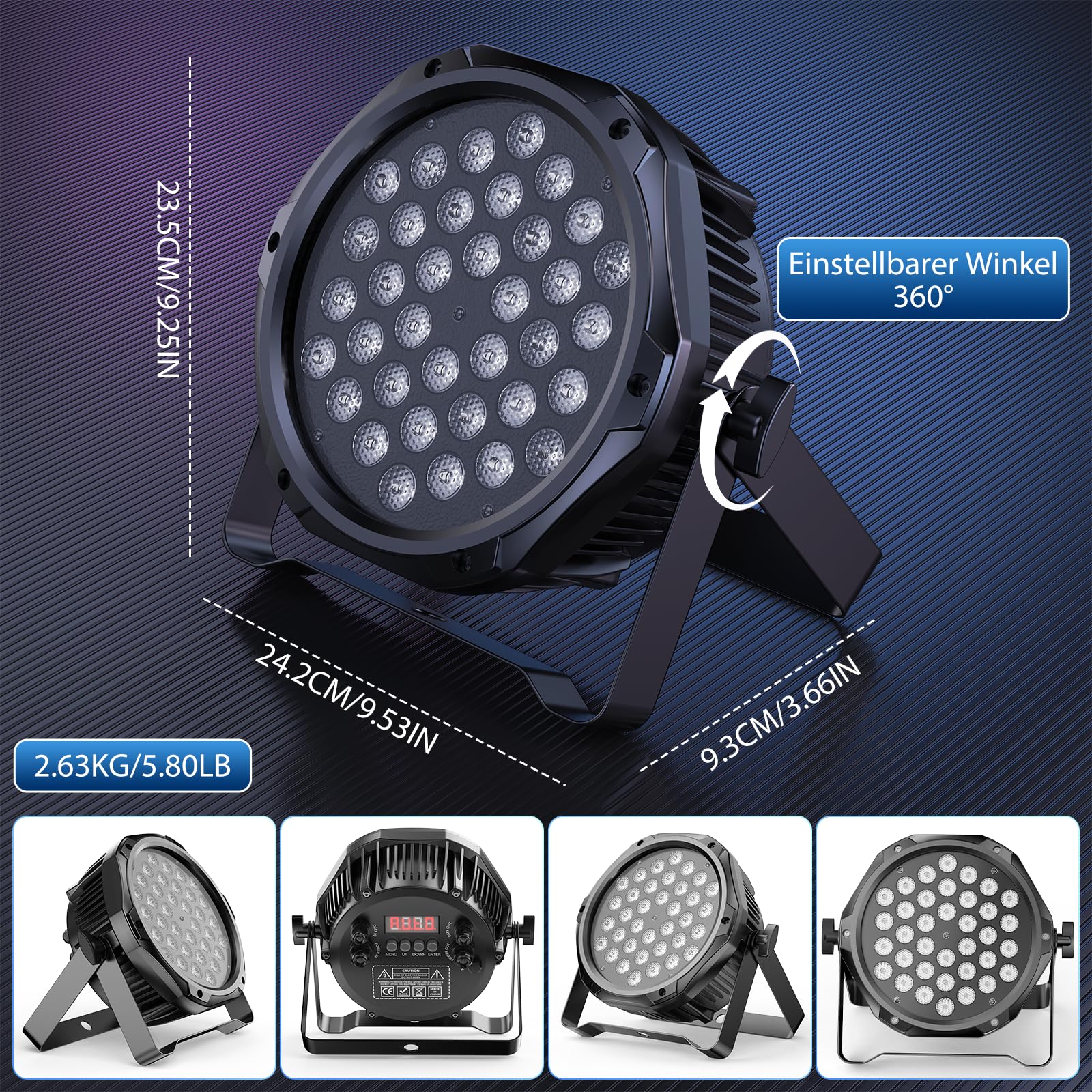 108W LED Par Strahler IP65 Wasserdichte, RGB 36 LED Bühnenlicht Outdoor D MX 3/7CH, Discolicht Partylicht für Regentage Events DJ Show Party Festivalauftritte Halloween Weihnachten